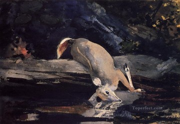  deer Painting - Fallen Deer Realism painter Winslow Homer